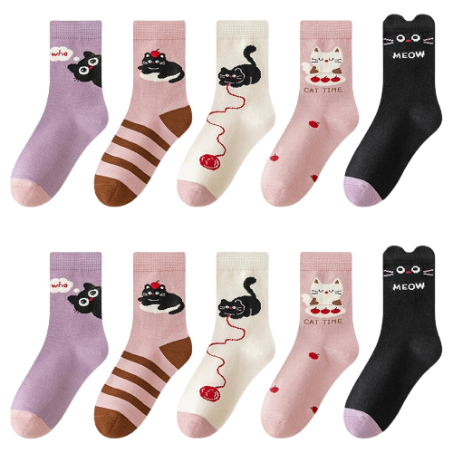 Kids Cat Socks 5-Pack
