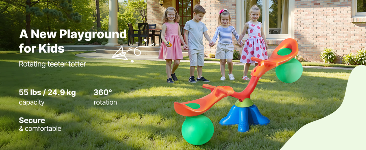 SucceBuy Kinder-Wippe, 55 Pfund pro Sitz, Sit-and-Spin-Teeter, Totter 360 °   Rotierende Spielgeräte für den Außenbereich zum Spielen von Kindern